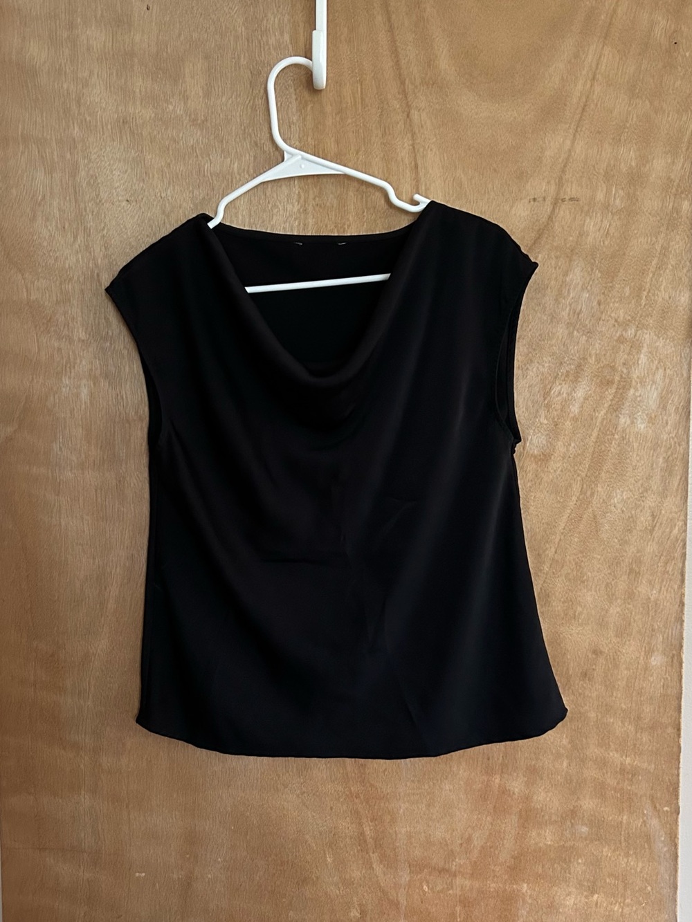 Black Draped Neck Sleeveless Top
